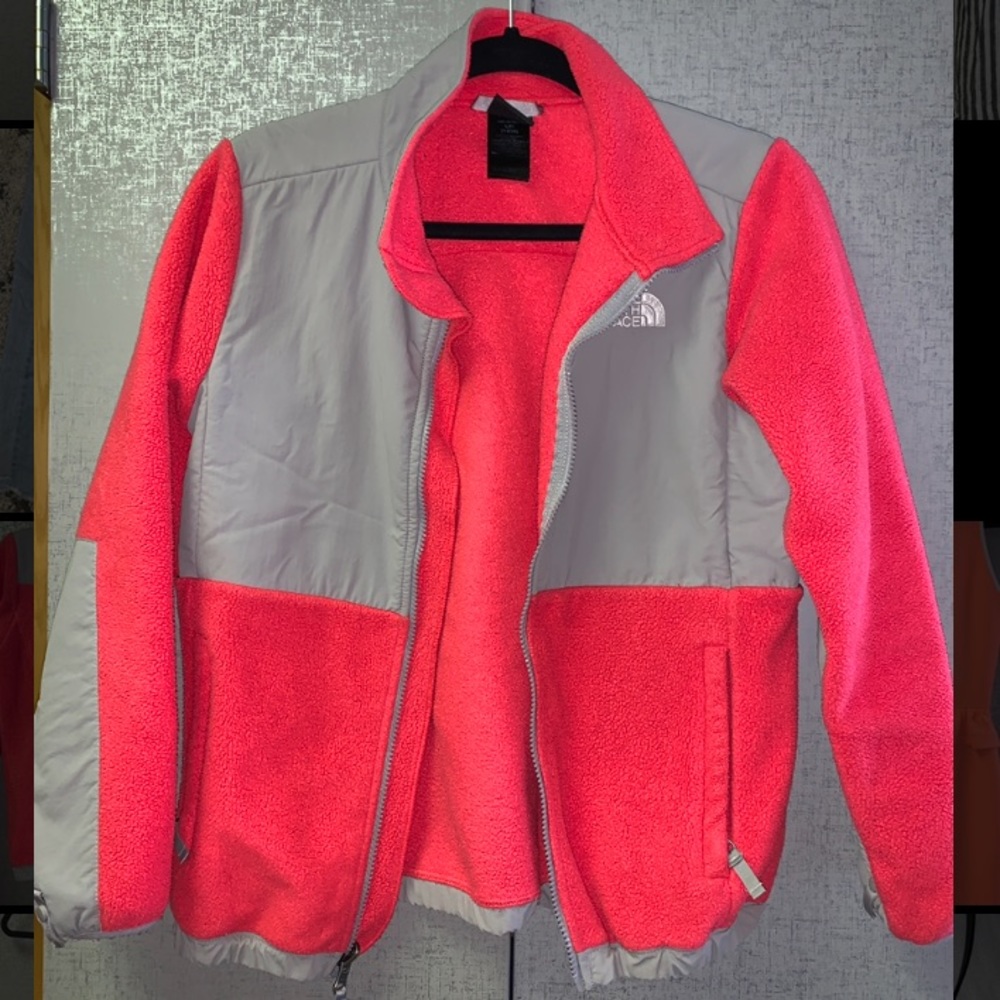 North Face pink fuzzy girls jacket